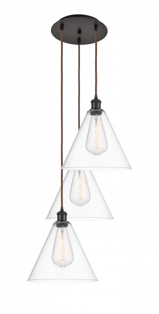 Berkshire - 3 Light - 19 inch - Oil Rubbed Bronze - Cord Hung - Multi Pendant