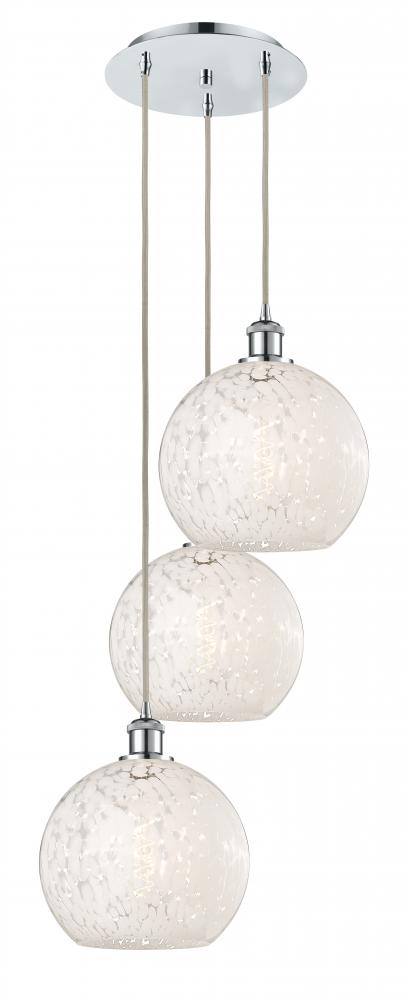 White Mouchette - 3 Light - 17 inch - Polished Chrome - Cord Hung - Multi Pendant