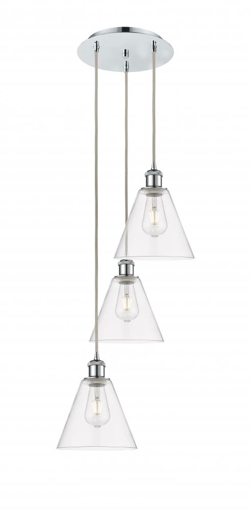 Berkshire - 3 Light - 15 inch - Polished Chrome - Cord Hung - Multi Pendant