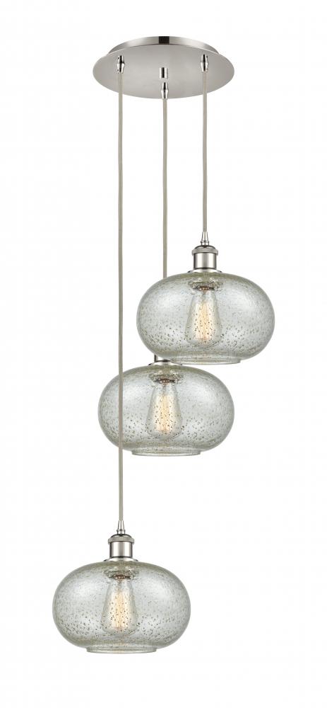 Gorham - 3 Light - 16 inch - Polished Nickel - Cord Hung - Multi Pendant