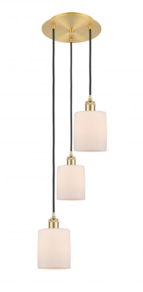 Cobbleskill - 3 Light - 12 inch - Satin Gold - Cord Hung - Multi Pendant