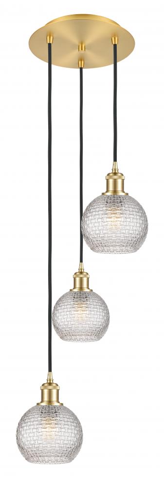 Athens - 3 Light - 12 inch - Satin Gold - Cord Hung - Multi Pendant