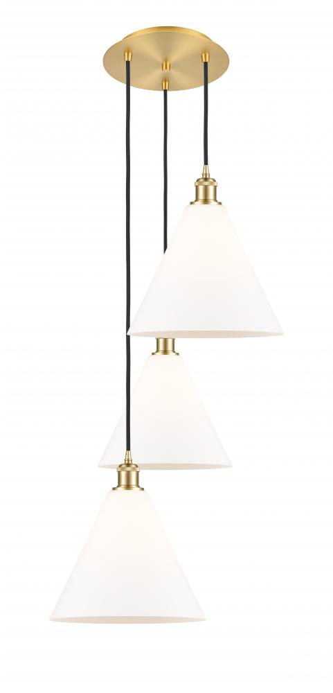 Berkshire - 3 Light - 19 inch - Satin Gold - Cord Hung - Multi Pendant