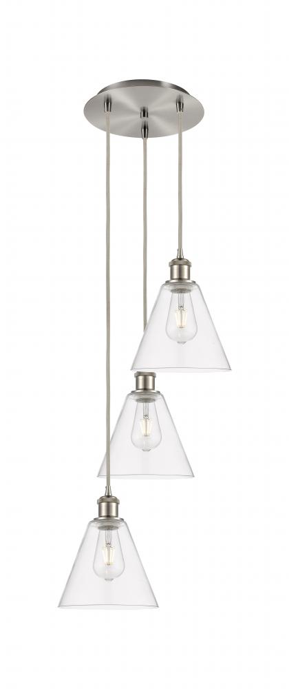 Berkshire - 3 Light - 15 inch - Brushed Satin Nickel - Cord Hung - Multi Pendant