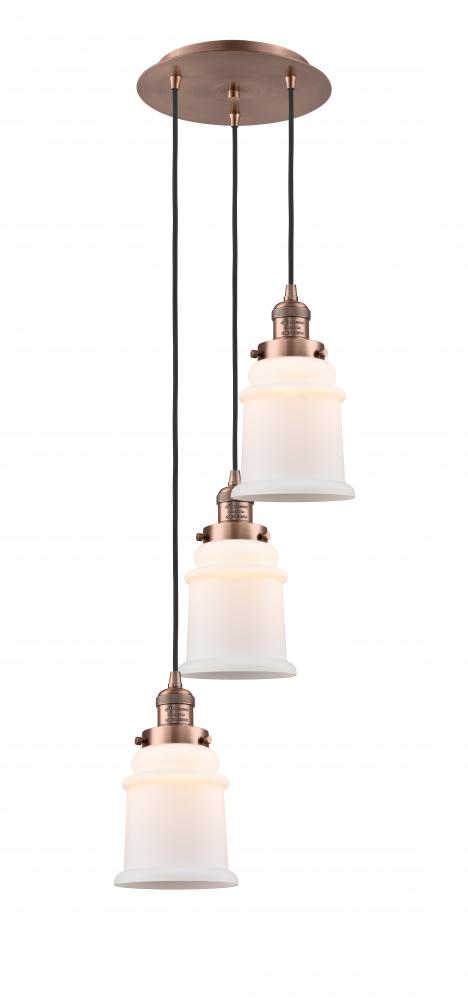 Canton - 3 Light - 13 inch - Antique Copper - Cord hung - Multi Pendant