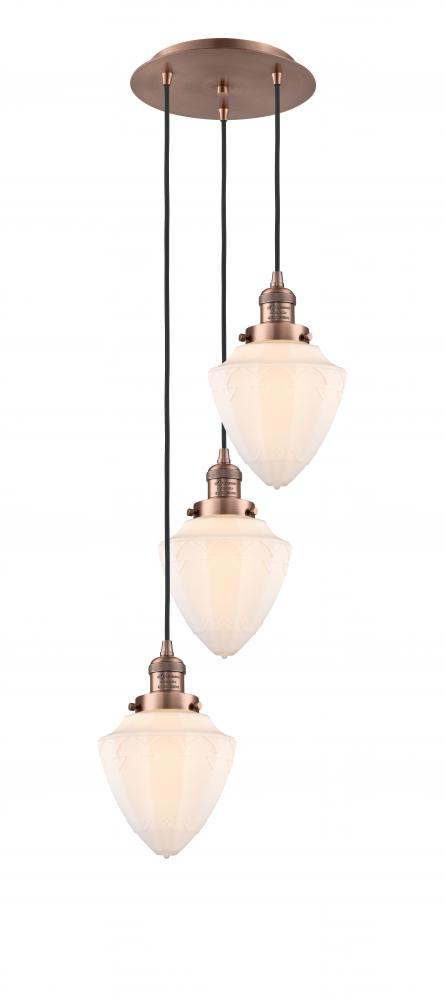 Bullet - 3 Light - 14 inch - Antique Copper - Cord hung - Multi Pendant