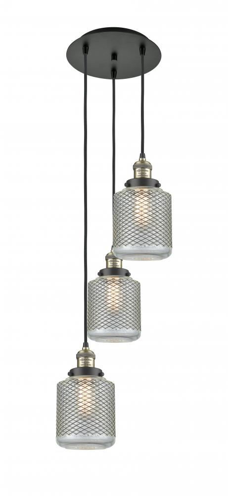 Stanton - 3 Light - 13 inch - Black Antique Brass - Cord hung - Multi Pendant