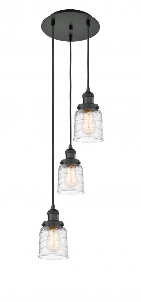 Bell - 3 Light - 12 inch - Matte Black - Cord hung - Multi Pendant