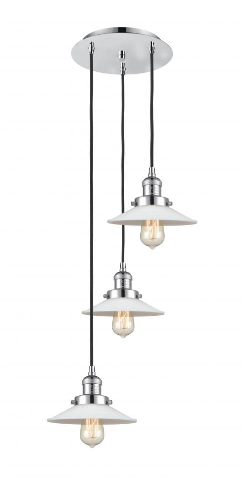 Halophane - 3 Light - 16 inch - Polished Chrome - Cord hung - Multi Pendant