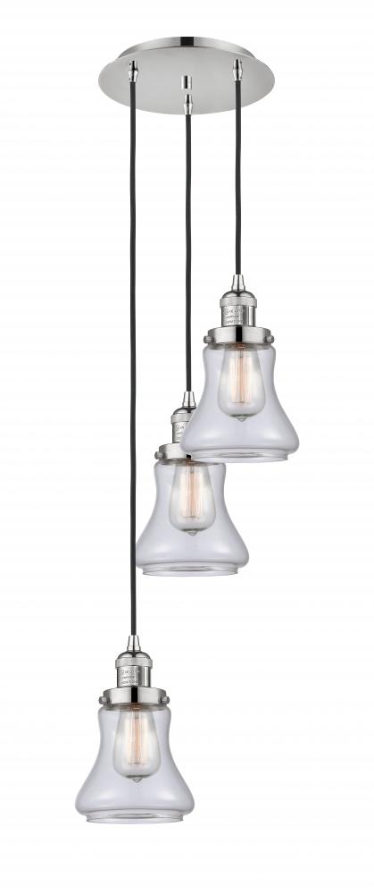 Bellmont - 3 Light - 13 inch - Polished Nickel - Cord hung - Multi Pendant