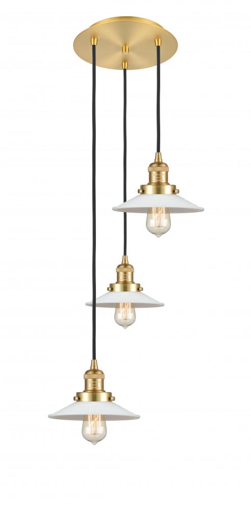 Halophane - 3 Light - 16 inch - Satin Gold - Cord hung - Multi Pendant