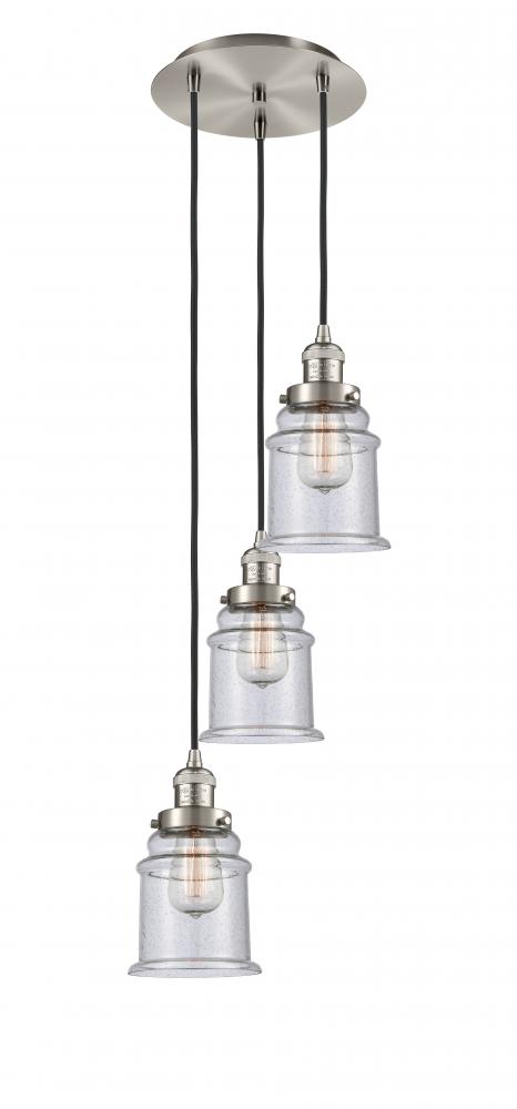 Canton - 3 Light - 13 inch - Brushed Satin Nickel - Cord hung - Multi Pendant