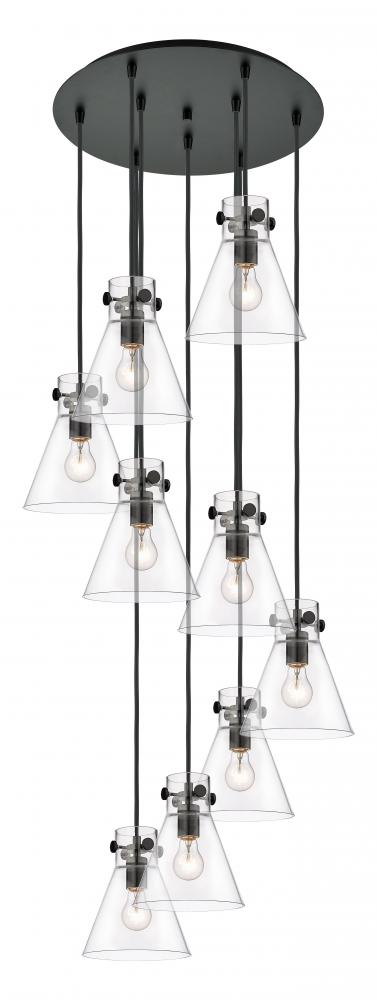 Newton Cone - 9 Light - 22 inch - Matte Black - Multi Pendant