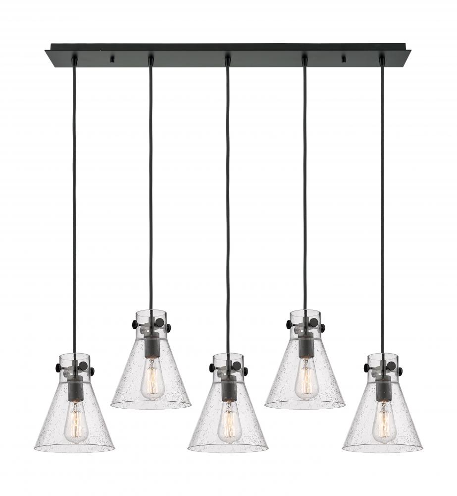 Newton Cone - 5 Light - 40 inch - Matte Black - Linear Pendant