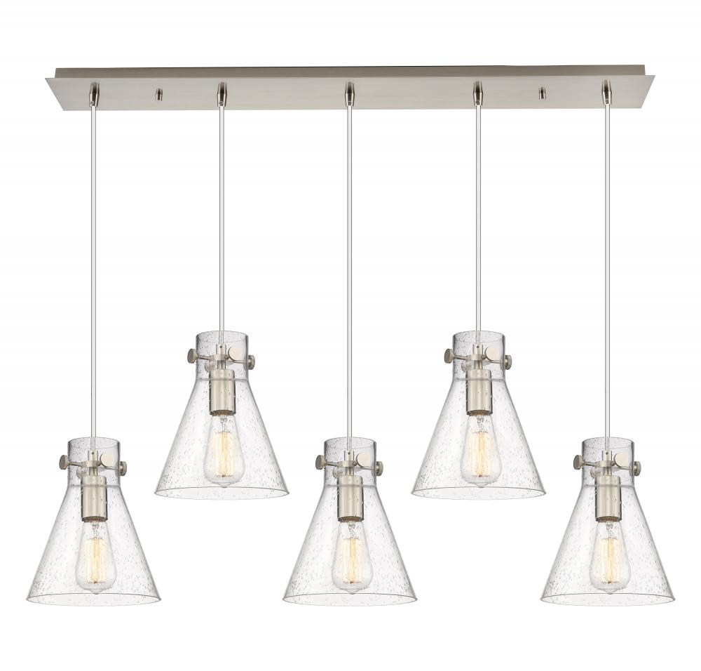 Newton Cone - 5 Light - 40 inch - Brushed Satin Nickel - Linear Pendant