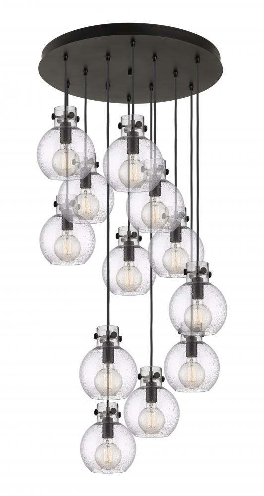 Newton Sphere - 12 Light - 27 inch - Matte Black - Cord hung - Multi Pendant