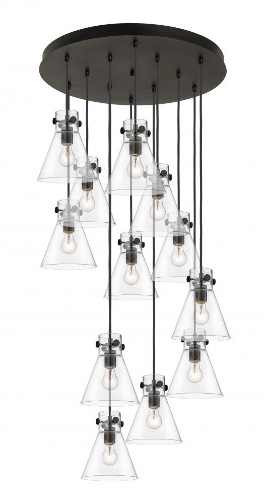 Newton Cone - 12 Light - 27 inch - Matte Black - Multi Pendant