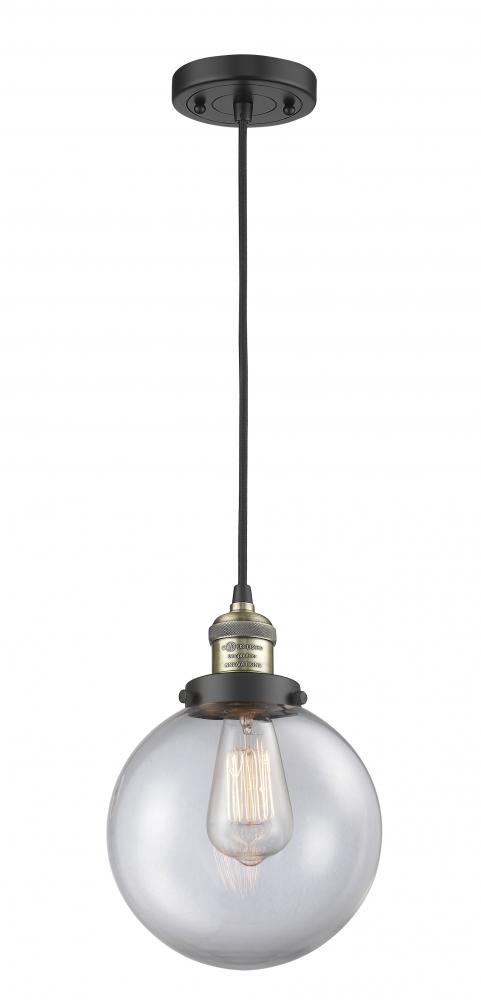 Beacon - 1 Light - 8 inch - Black Antique Brass - Cord hung - Mini Pendant