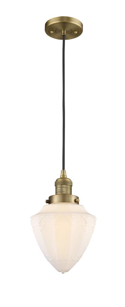 Bullet - 1 Light - 7 inch - Brushed Brass - Cord hung - Mini Pendant