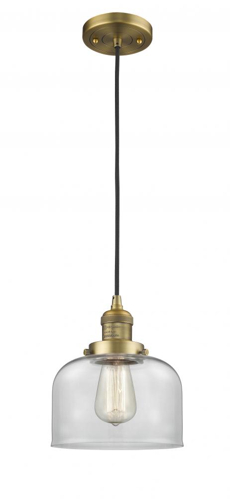 Bell - 1 Light - 8 inch - Brushed Brass - Cord hung - Mini Pendant