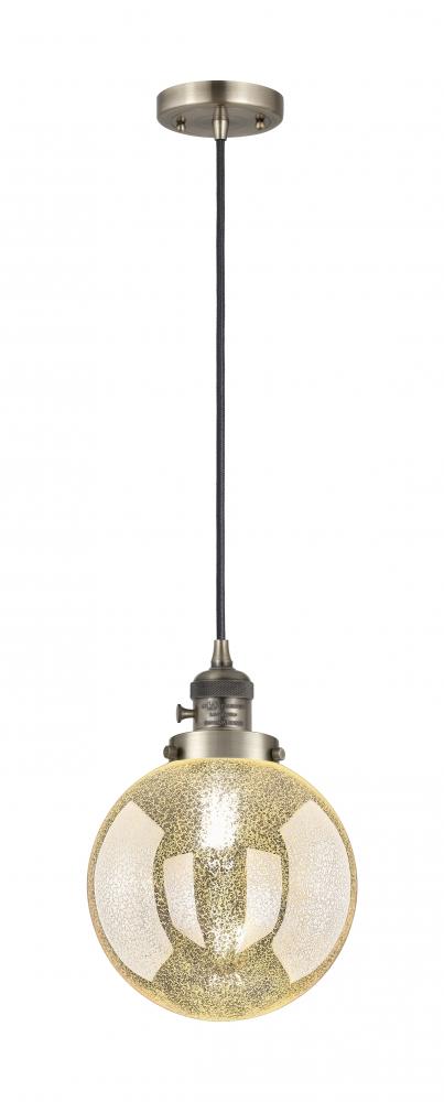 Beacon - 1 Light - 8 inch - Antique Brass - Cord hung - Mini Pendant