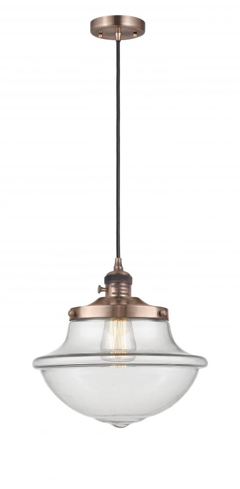 Oxford - 1 Light - 12 inch - Antique Copper - Cord hung - Mini Pendant