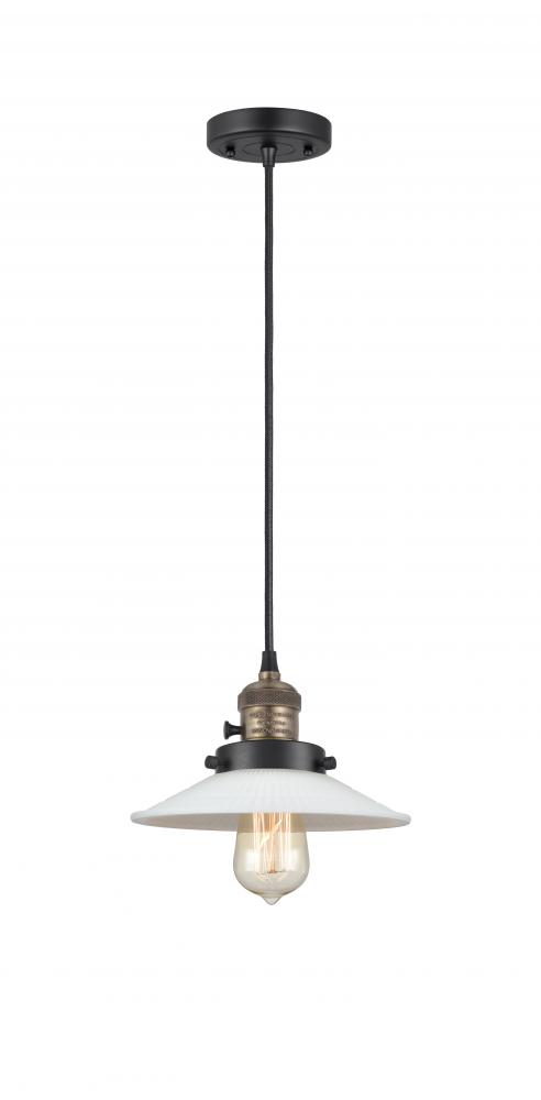 Halophane - 1 Light - 9 inch - Black Antique Brass - Cord hung - Mini Pendant