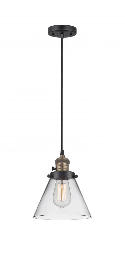 Cone - 1 Light - 8 inch - Black Antique Brass - Cord hung - Mini Pendant