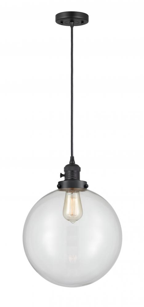 Beacon - 1 Light - 12 inch - Matte Black - Cord hung - Mini Pendant