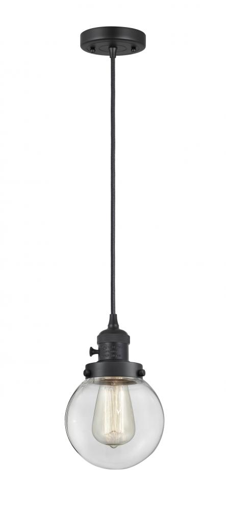 Beacon - 1 Light - 6 inch - Matte Black - Cord hung - Mini Pendant