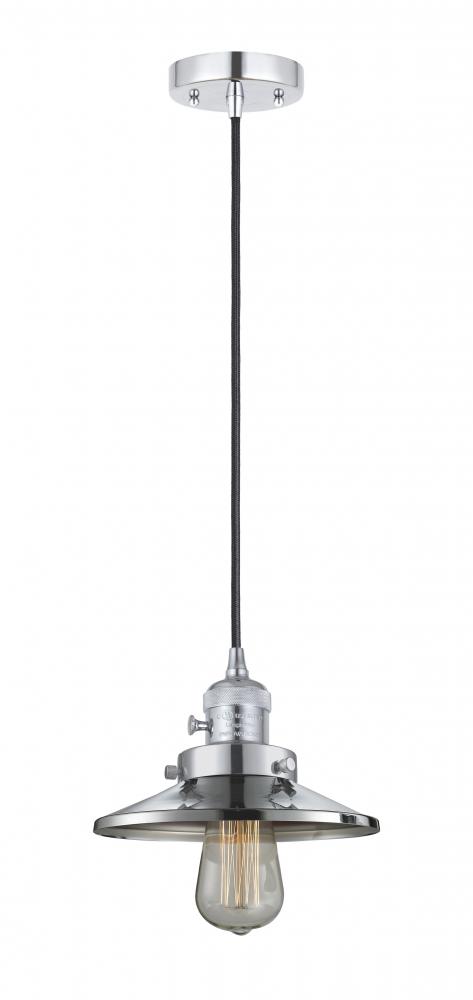 Railroad - 1 Light - 8 inch - Polished Chrome - Cord hung - Mini Pendant