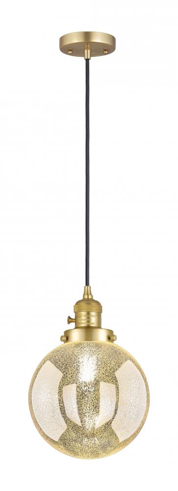 Beacon - 1 Light - 8 inch - Satin Gold - Cord hung - Mini Pendant