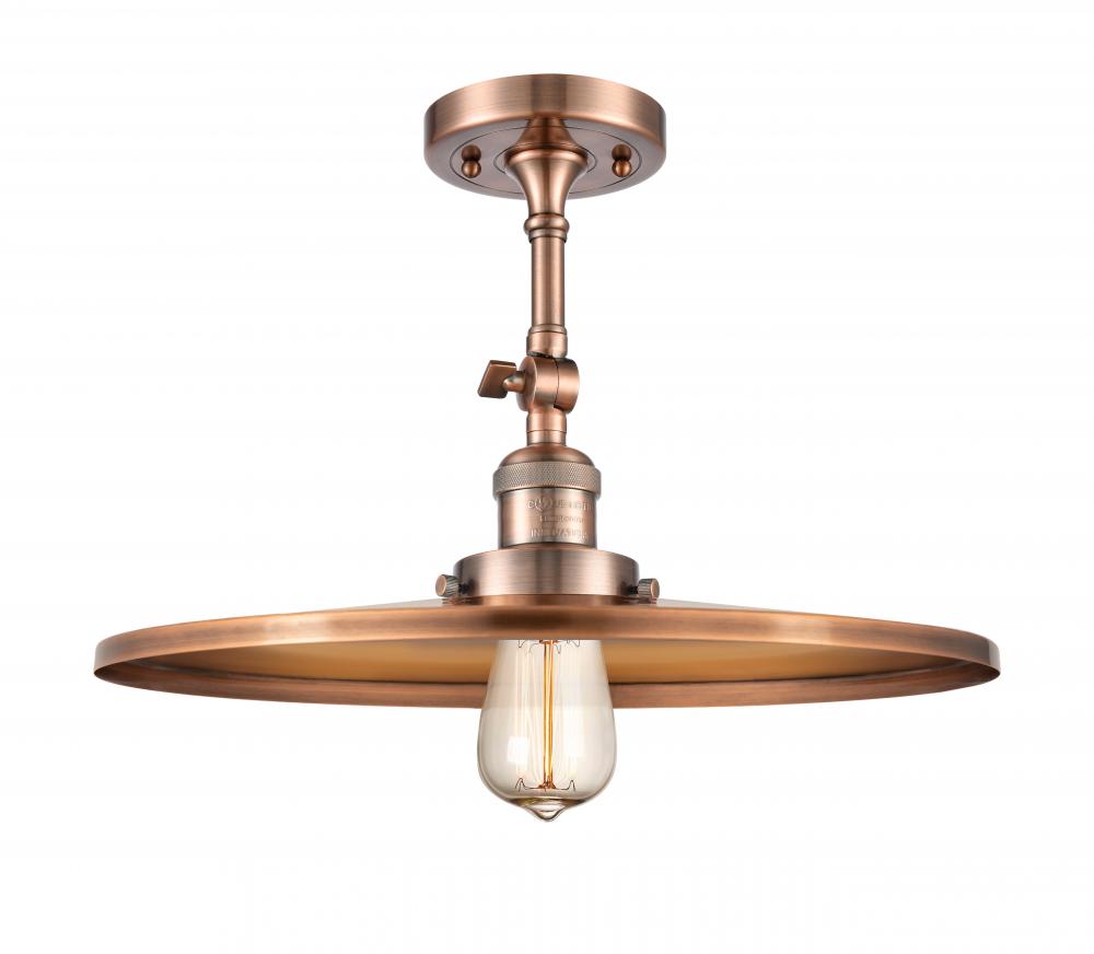 Railroad - 1 Light - 16 inch - Antique Copper - Semi-Flush Mount