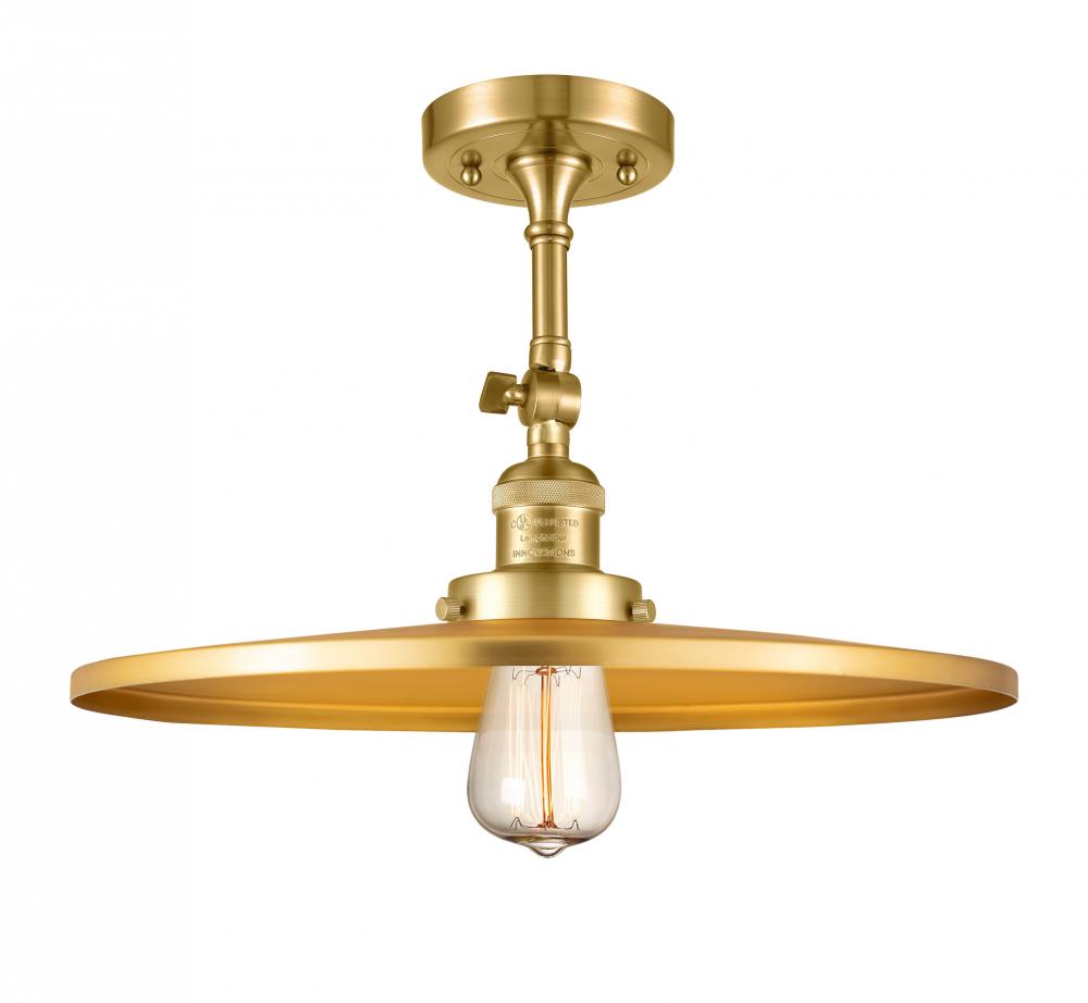 Railroad - 1 Light - 16 inch - Satin Gold - Semi-Flush Mount