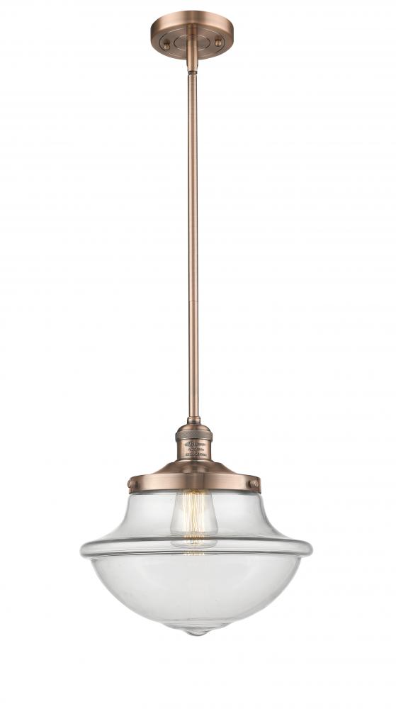 Oxford - 1 Light - 12 inch - Antique Copper - Stem Hung - Mini Pendant