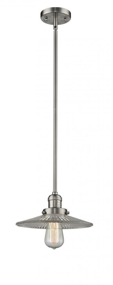 Halophane - 1 Light - 9 inch - Brushed Satin Nickel - Stem Hung - Mini Pendant