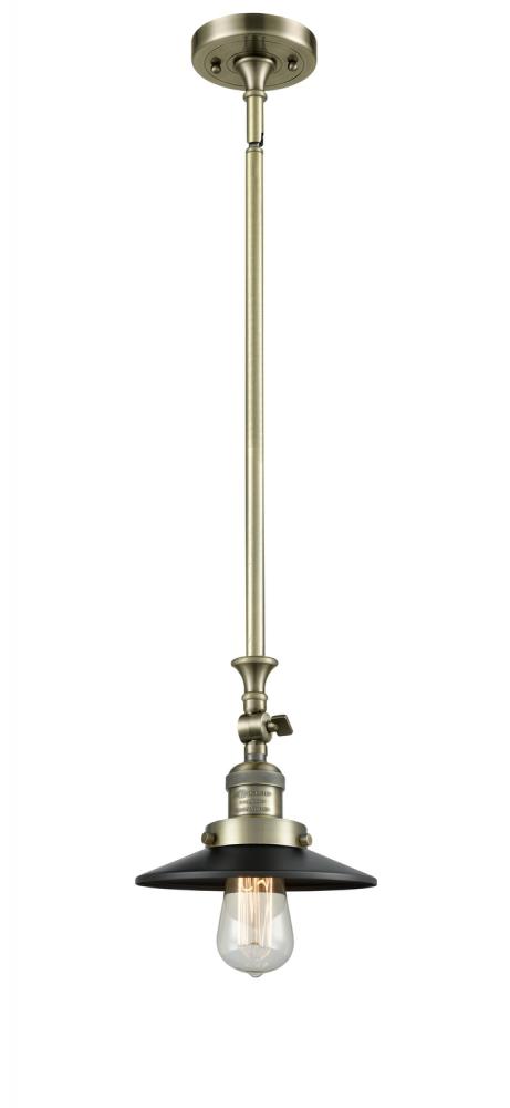 Railroad - 1 Light - 8 inch - Antique Brass - Stem Hung - Mini Pendant