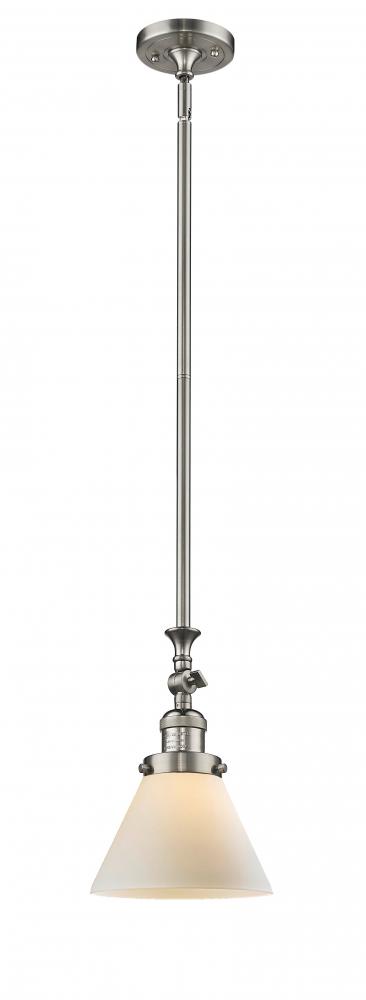 Cone - 1 Light - 8 inch - Brushed Satin Nickel - Stem Hung - Mini Pendant