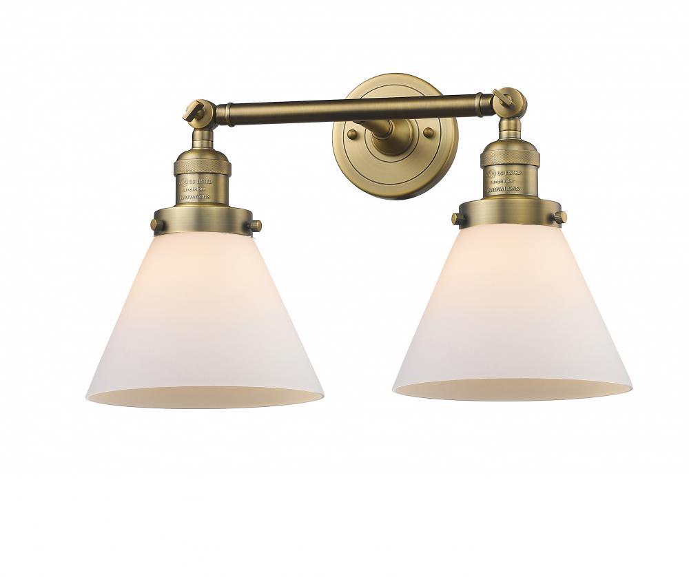 Cone - 2 Light - 18 inch - Brushed Brass - Bath Vanity Light