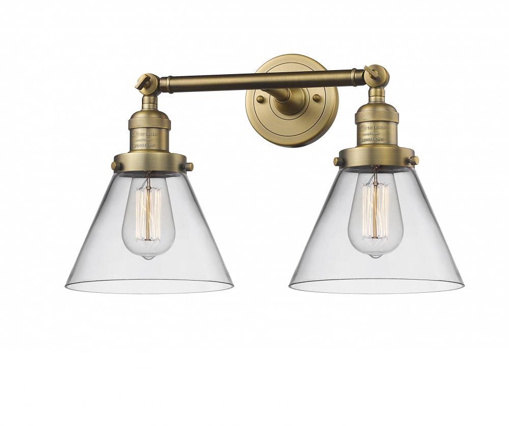 Cone - 2 Light - 18 inch - Brushed Brass - Bath Vanity Light