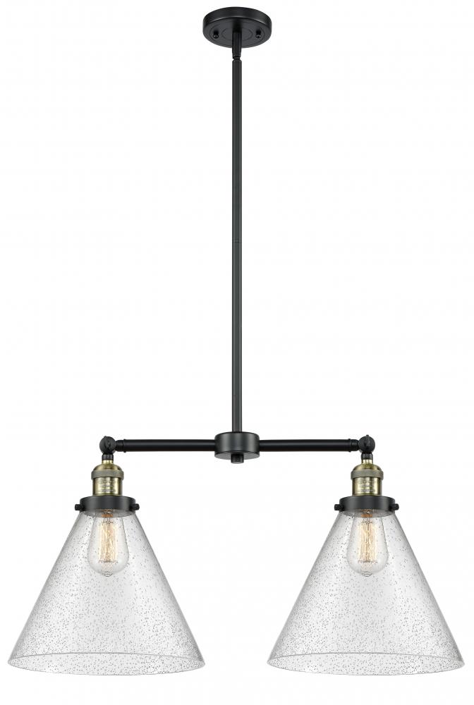 Cone - 2 Light - 21 inch - Black Antique Brass - Stem Hung - Island Light