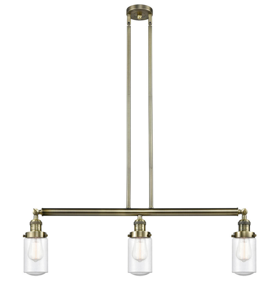 Dover - 3 Light - 37 inch - Antique Brass - Stem Hung - Island Light