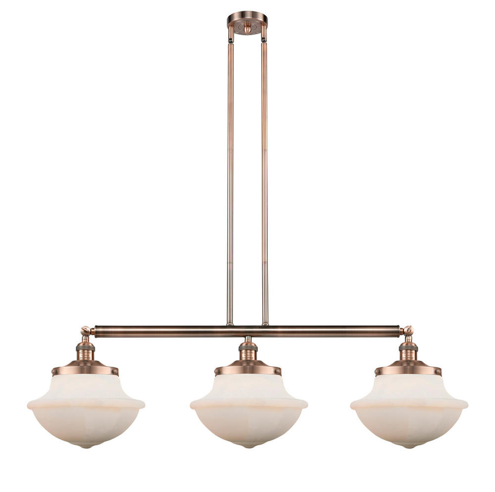 Oxford - 3 Light - 42 inch - Antique Copper - Stem Hung - Island Light