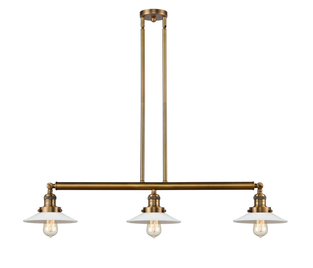 Halophane - 3 Light - 41 inch - Brushed Brass - Stem Hung - Island Light