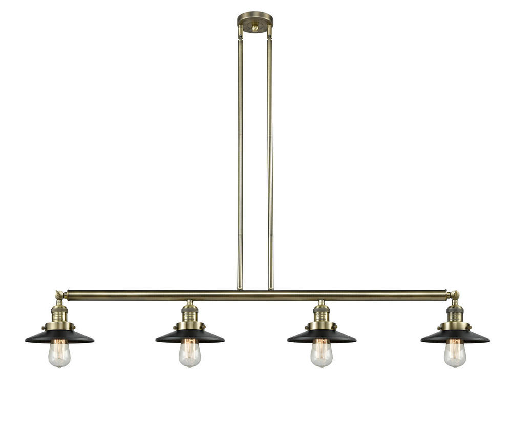 Railroad - 4 Light - 53 inch - Antique Brass - Stem Hung - Island Light