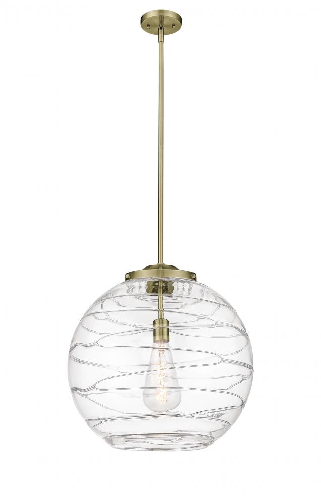 Athens Deco Swirl - 1 Light - 18 inch - White Polished Chrome - Cord hung - Pendant