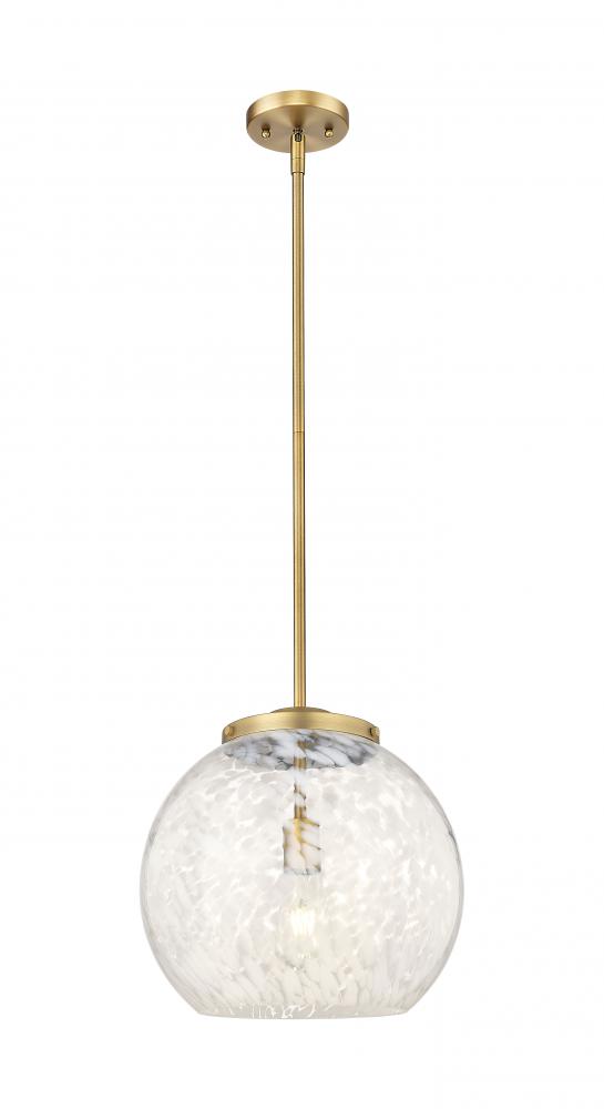 White Mouchette - 1 Light - 14 inch - Brushed Brass - Stem Hung - Pendant