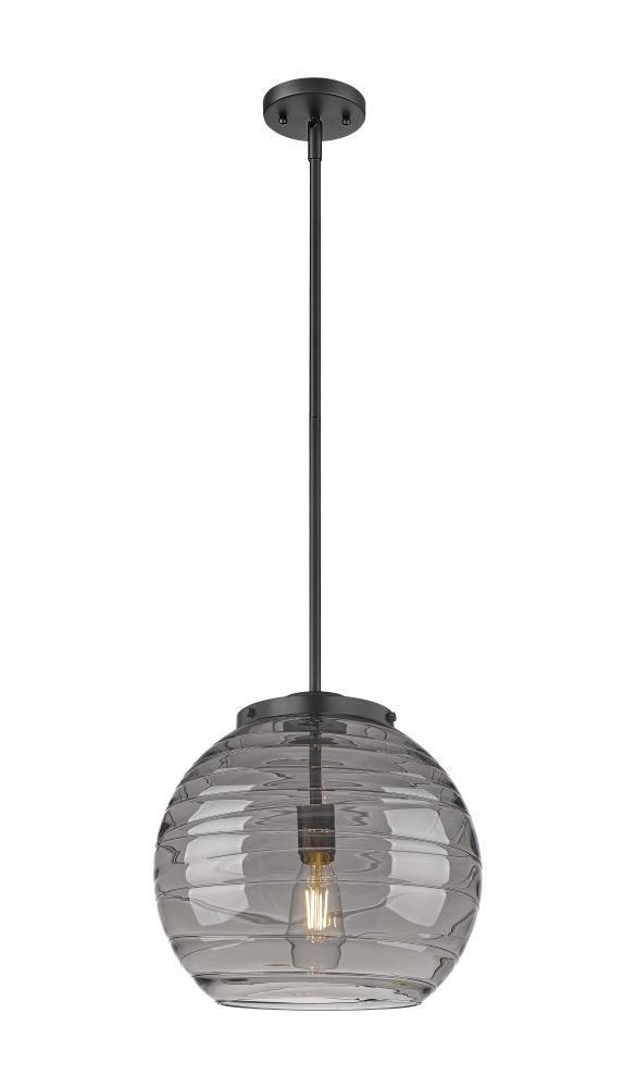 Athens Deco Swirl - 1 Light - 14 inch - Matte Black - Stem Hung - Pendant