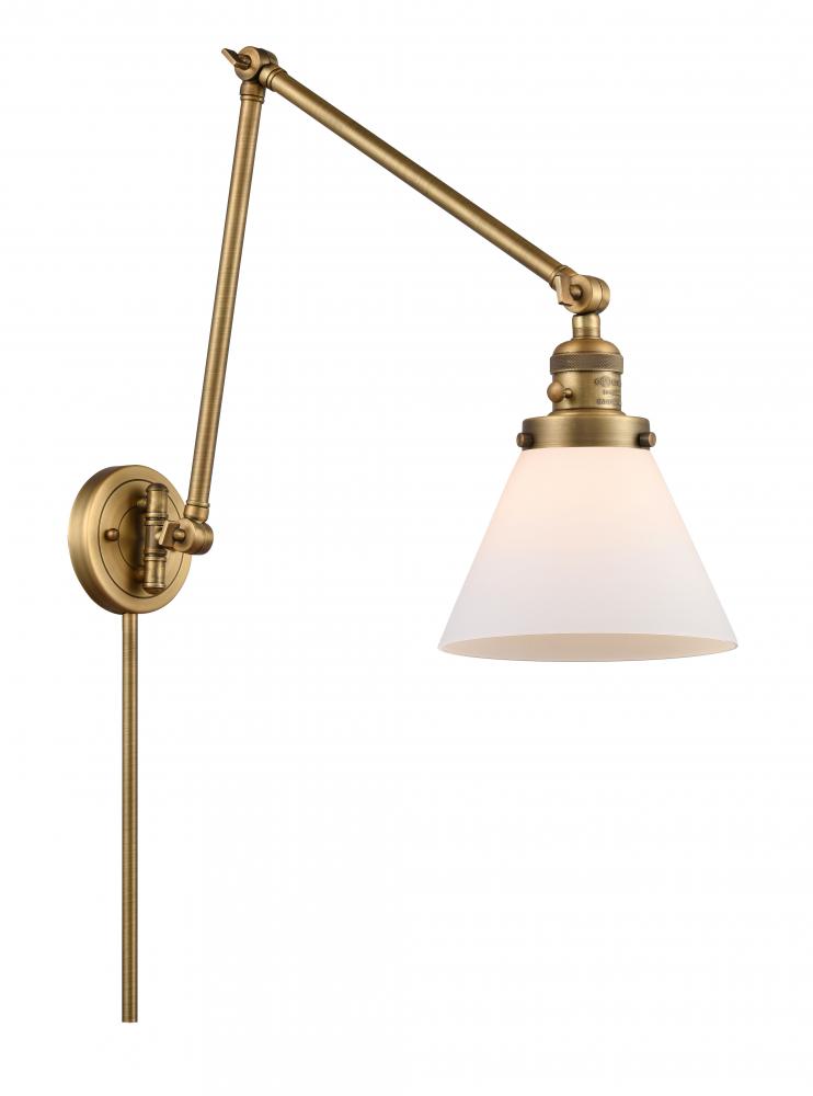 Cone - 1 Light - 8 inch - Brushed Brass - Swing Arm