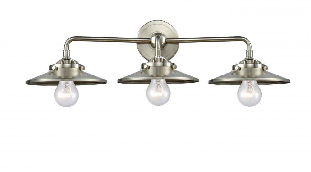 Railroad - 3 Light - 26 inch - Brushed Satin Nickel - Bath Vanity Light